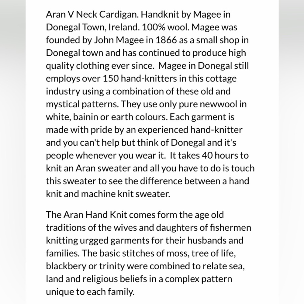 Donegal Collection Aran Handknit by Magee Wool Knit Cardigan - Picture 11 of 11